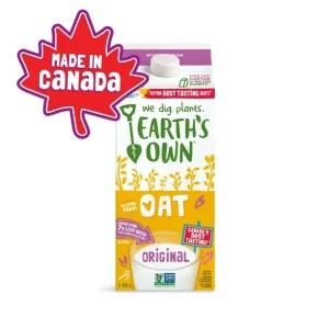 Earth’s Own, Oat Beverage, Original 1.75L Carton Refrigerated, Earth’s Own Oat Milk, Original, Plant-Based Beverage, Dairy-Free, Gluten Free 1.75L Refrigerated Carton