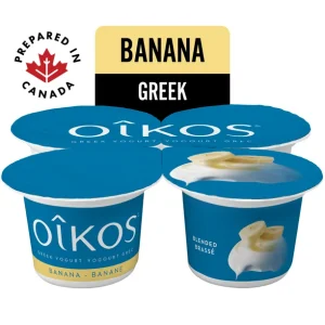 Oikos Greek Yogurt, Banana, Blended, 2% MF, 4 x 100 g