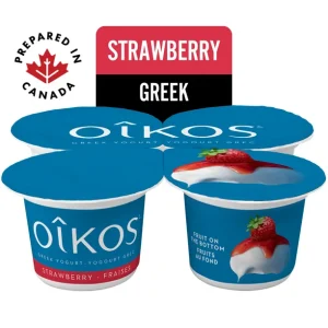 Oikos Greek Yogurt, Strawberry, Fruit on the Bottom, 2% M.F., 4 x 100 g
