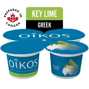 Oikos Greek Yogurt, Key Lime, Blended, 2% M.F., 4 x 100 g