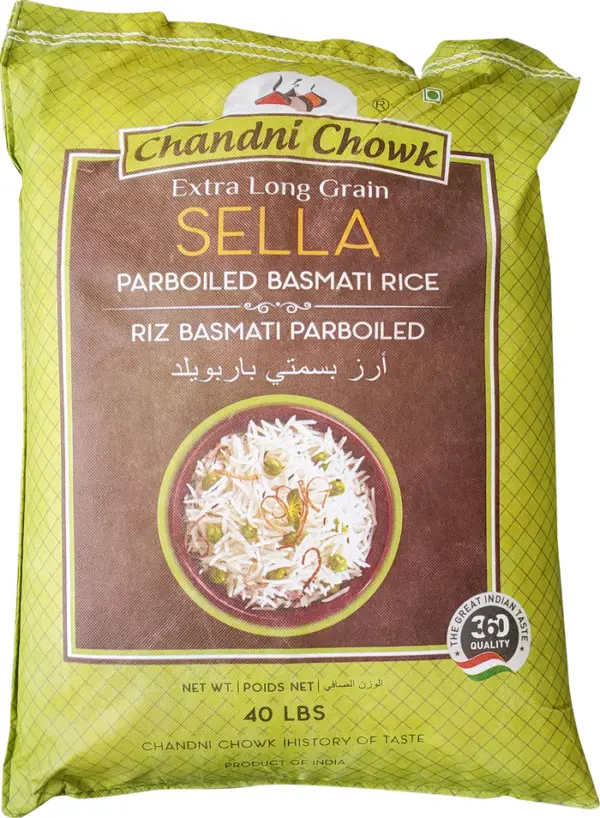 Chandni Chowk - Extra long Grain Sella Parboiled Basmati Rice Case [40 lb]